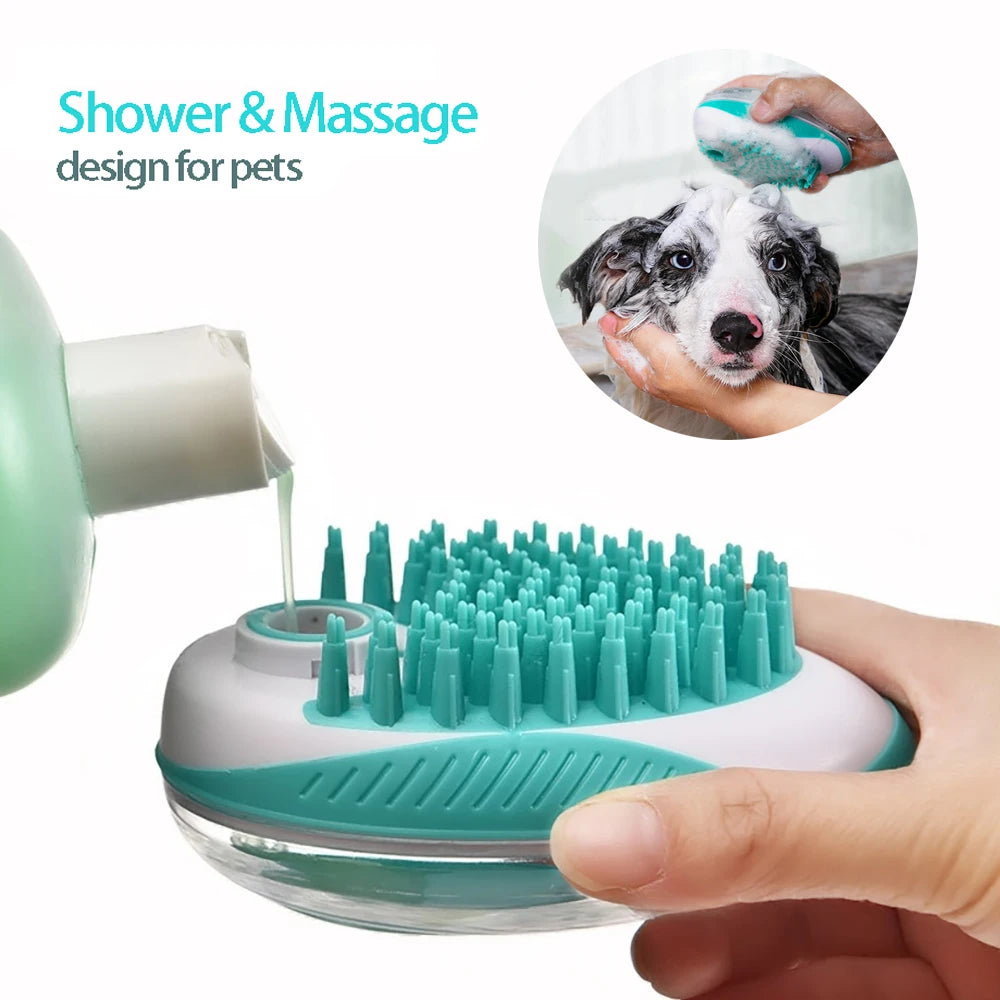 Pet Bath Brush 2-in-1 Pet SPA Massage Comb Soft Silicone Pet hair Grooming Dog Cleaning Tool