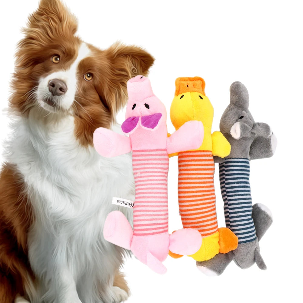 Squeak Chew Toys Sound Dolls Dog Cat Pet Funny Plush Toys Elephant Duck Pig Fit for All Pets