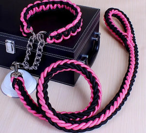 Double Strand Rope Large Metal P Chain Buckle National Color Pet Rope Collar Set For Big Dogs