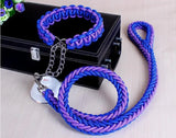 Double Strand Rope Large Metal P Chain Buckle National Color Pet Rope Collar Set For Big Dogs