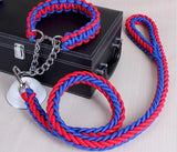 Double Strand Rope Large Metal P Chain Buckle National Color Pet Rope Collar Set For Big Dogs