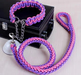 Double Strand Rope Large Metal P Chain Buckle National Color Pet Rope Collar Set For Big Dogs