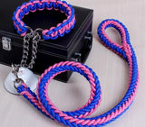 Double Strand Rope Large Metal P Chain Buckle National Color Pet Rope Collar Set For Big Dogs
