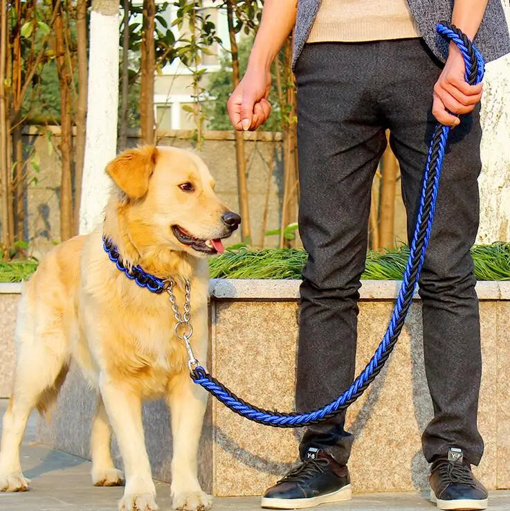 Double Strand Rope Large Metal P Chain Buckle National Color Pet Rope Collar Set For Big Dogs