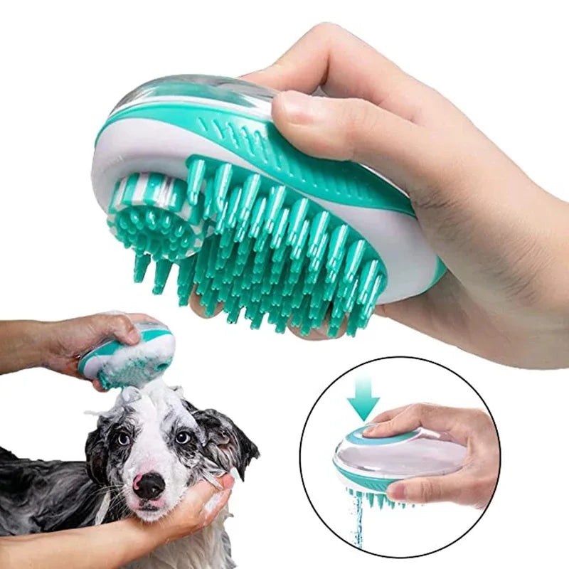 Pet Bath Brush 2-in-1 Pet SPA Massage Comb Soft Silicone Pet hair Grooming Dog Cleaning Tool
