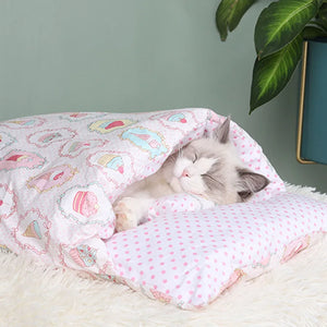 Japanese Cat Sleeping Winter Removable Pet Bed House