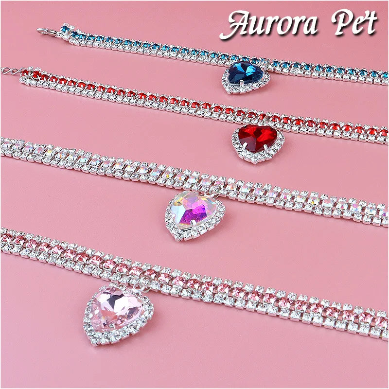cute luxury pet collar pet collar love pendant supplies kitten collar cat necklace