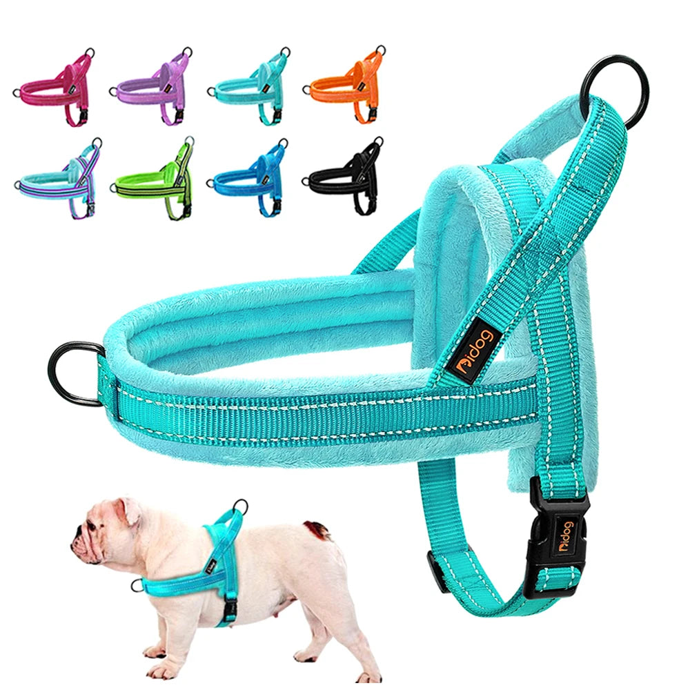 Warm Dog Harness Vest Winter Dog Soft Padded Pet Training Vests Adjustable Bulldog Pug